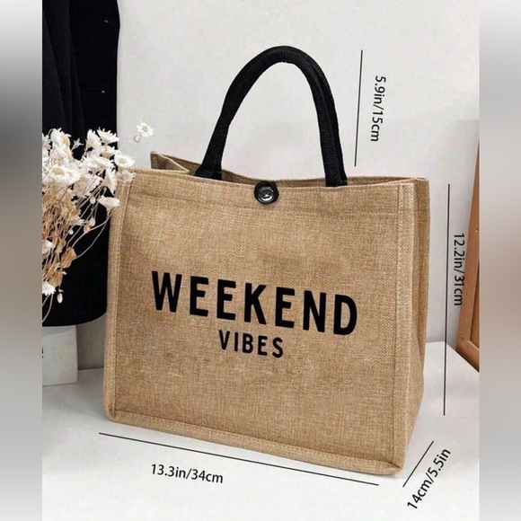 Khaki Linen beach bag - Picture 3 of 8